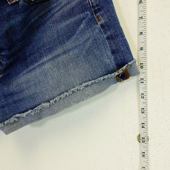 Edgy Jorts‎ Womens Shorts 27 J CREW Denim Blue Cuff Raw Hem Retro Y2K Faded 30x3 - Picture 6 of 10